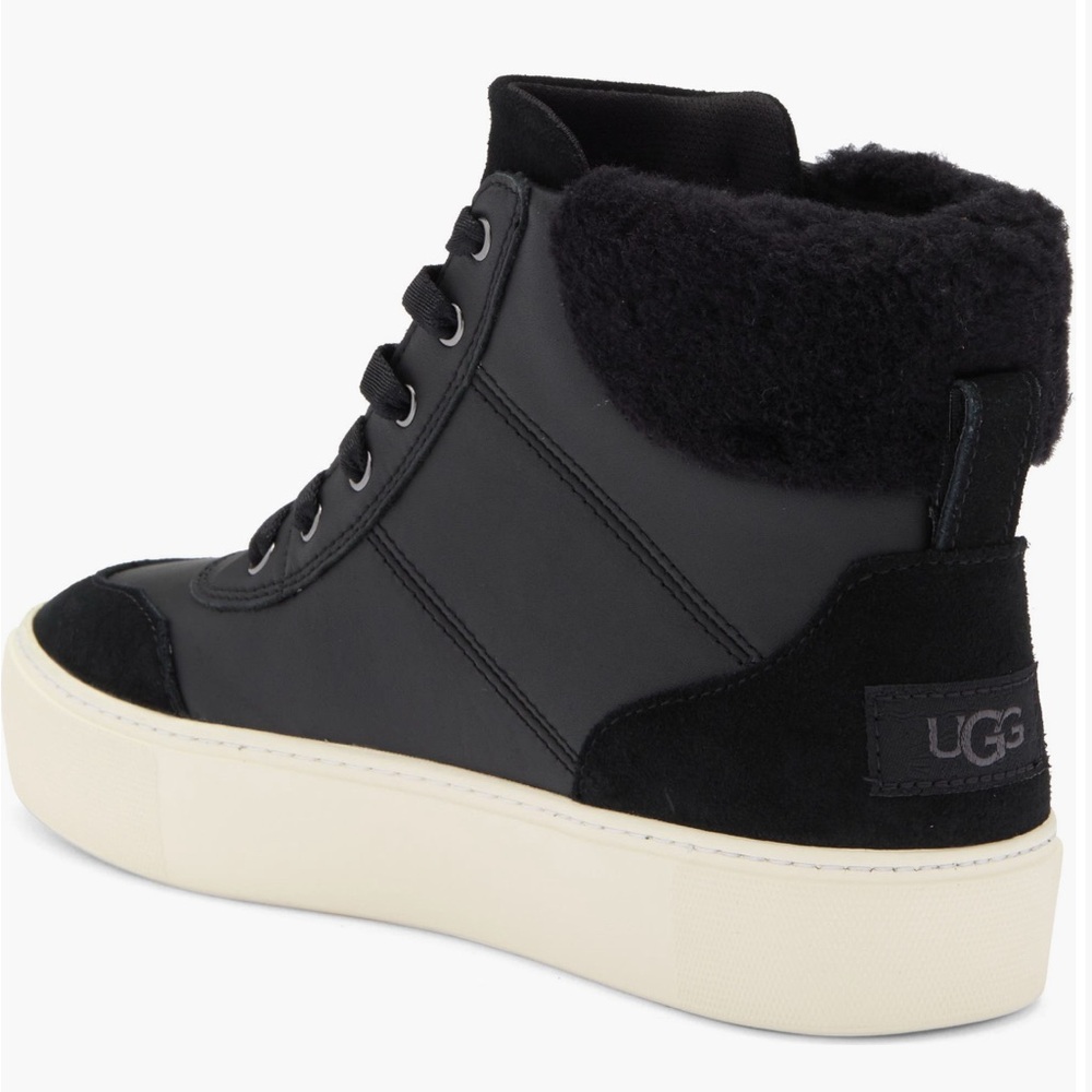 UGG Women's Black and Cream Plush High-Top Sneakers